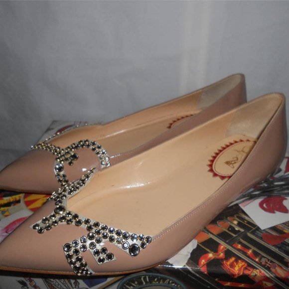 Christian Louboutin PIGALOVE 20ANS Patent Leather Crystal Flat Shoes - Picture 7 of 12